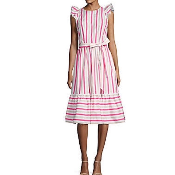 pink stripe midi dress